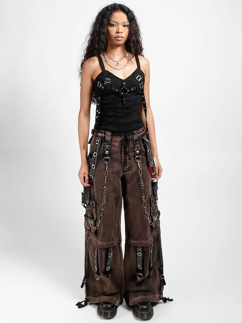 【TRIPP nyc】POWER WASH PANT[AF7245MB] / 【トリップ ニューヨーク 】ボンテージストラップウォッシュワイドデニムパンツ