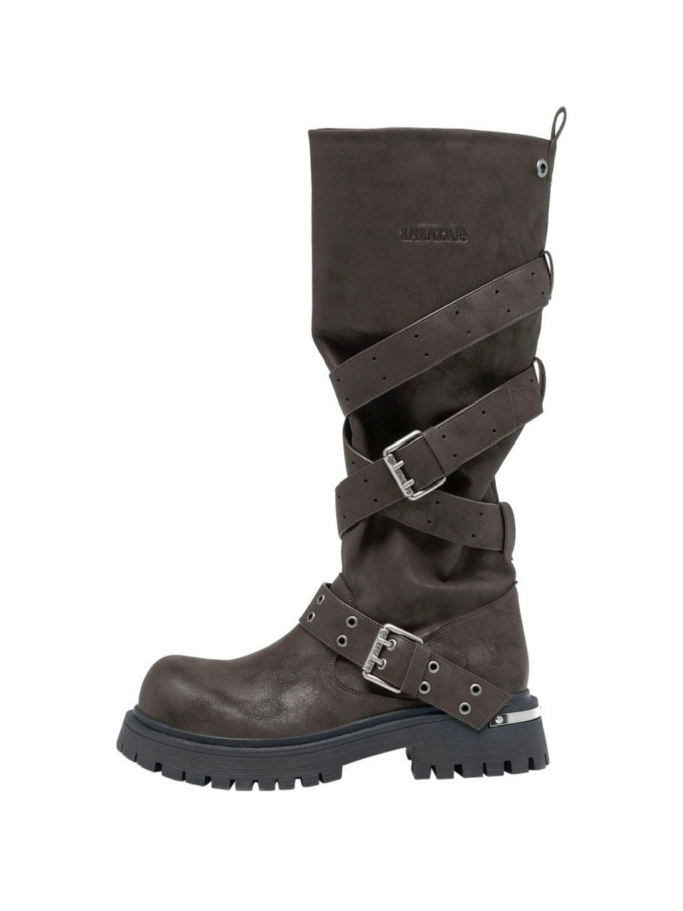 【BLACK PURPLE】Rusk Strap Slouched Boots
