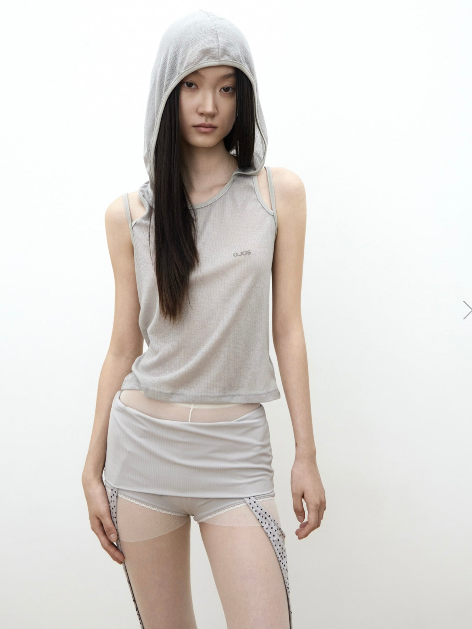 【OJOS】Rib Hood Sleeveless