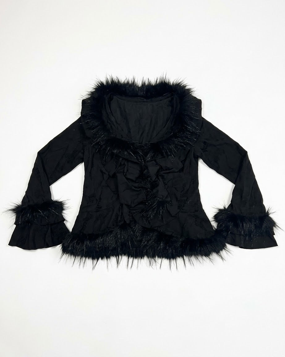 【BABY09】fur damage frill cardigan