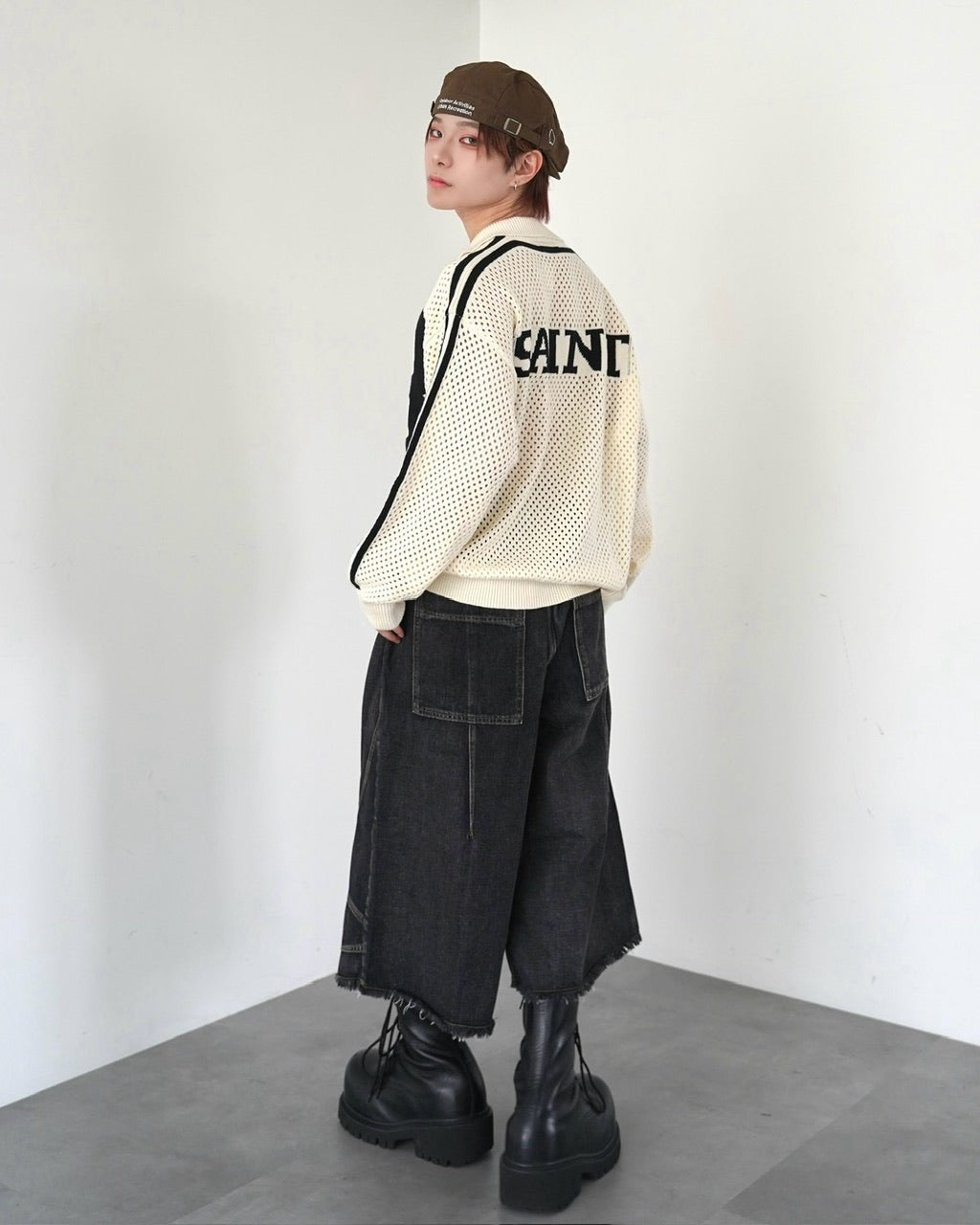 受注制【LUV CODE】mesh zip up knit (2color)