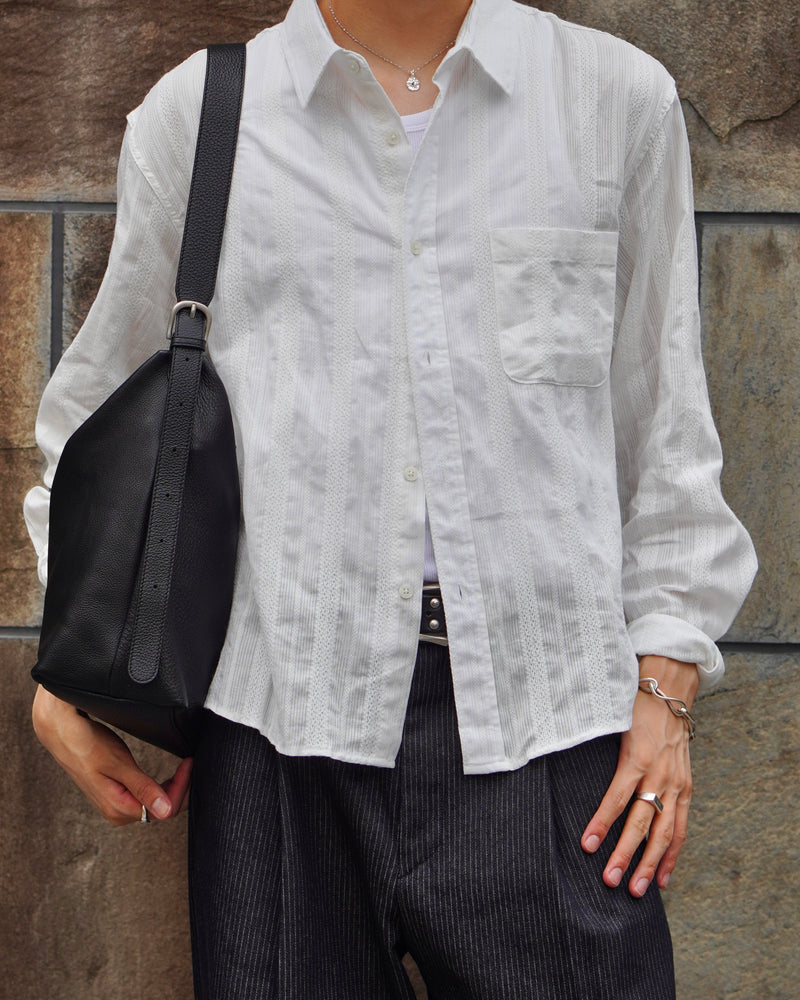 東京店WEB限定受注制【Chikashitsu +】cropped linen shirt