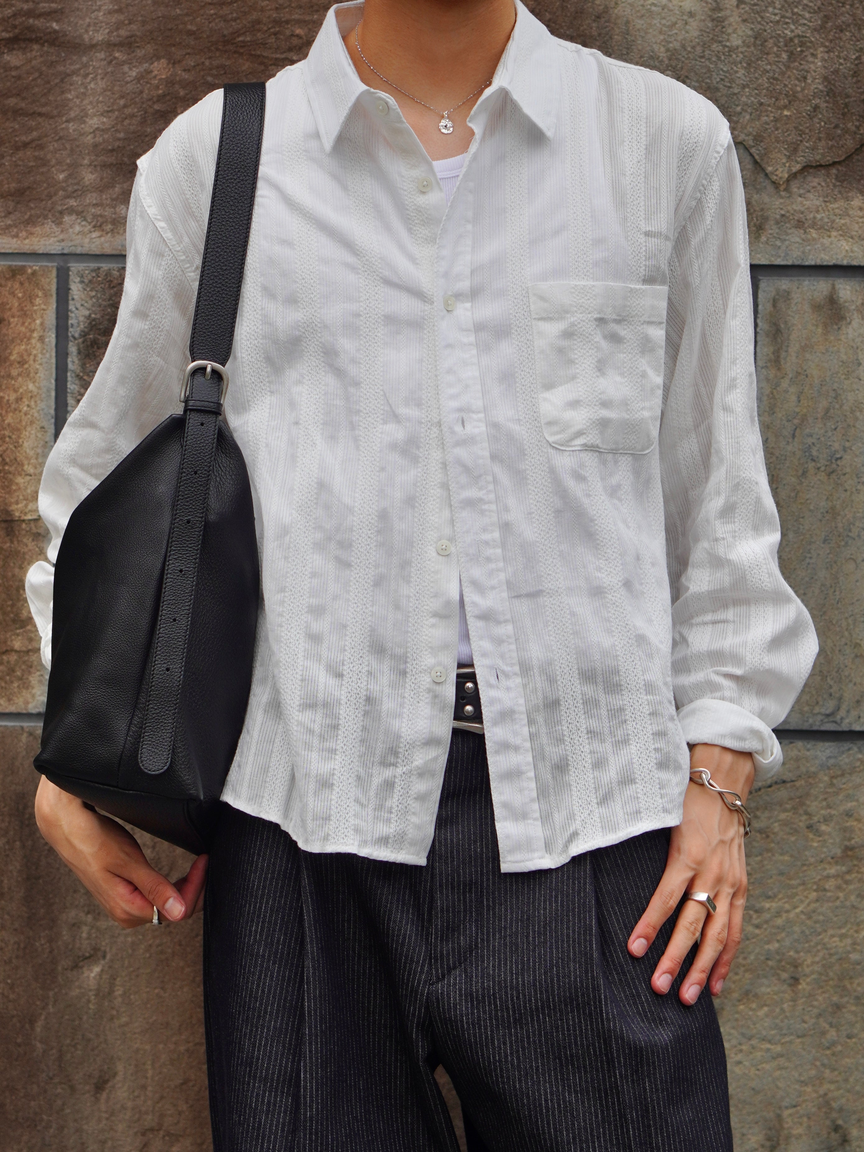 東京店WEB限定受注制【Chikashitsu +】cropped linen shirt