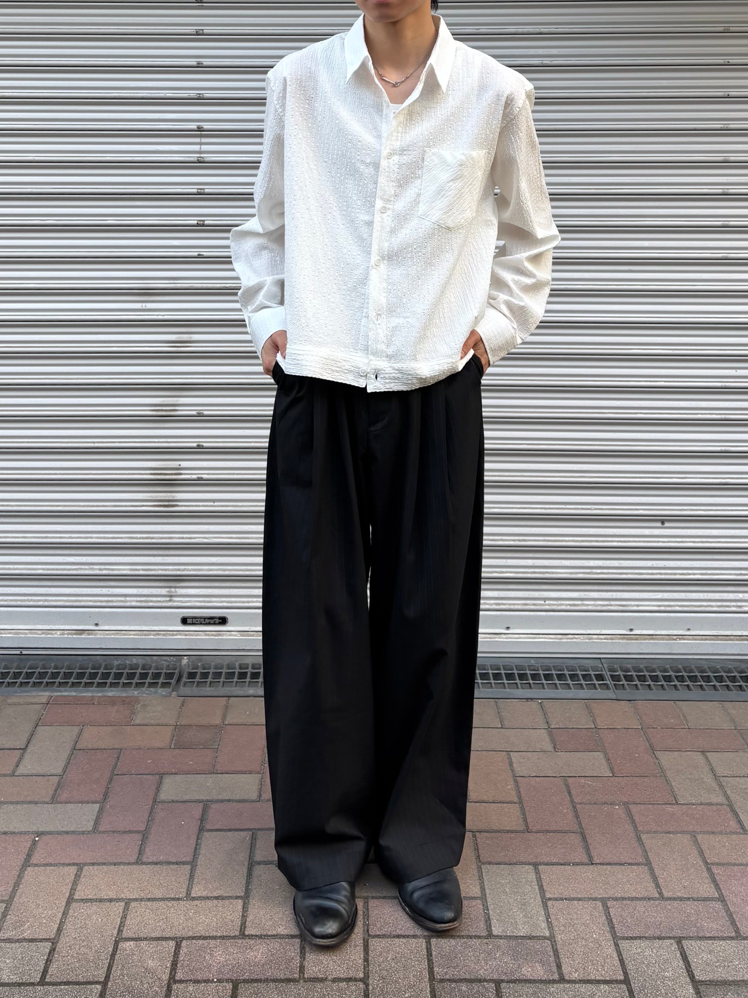 東京店WEB限定受注制【Chikashitsu +】seersucker relax check shirt (2color)