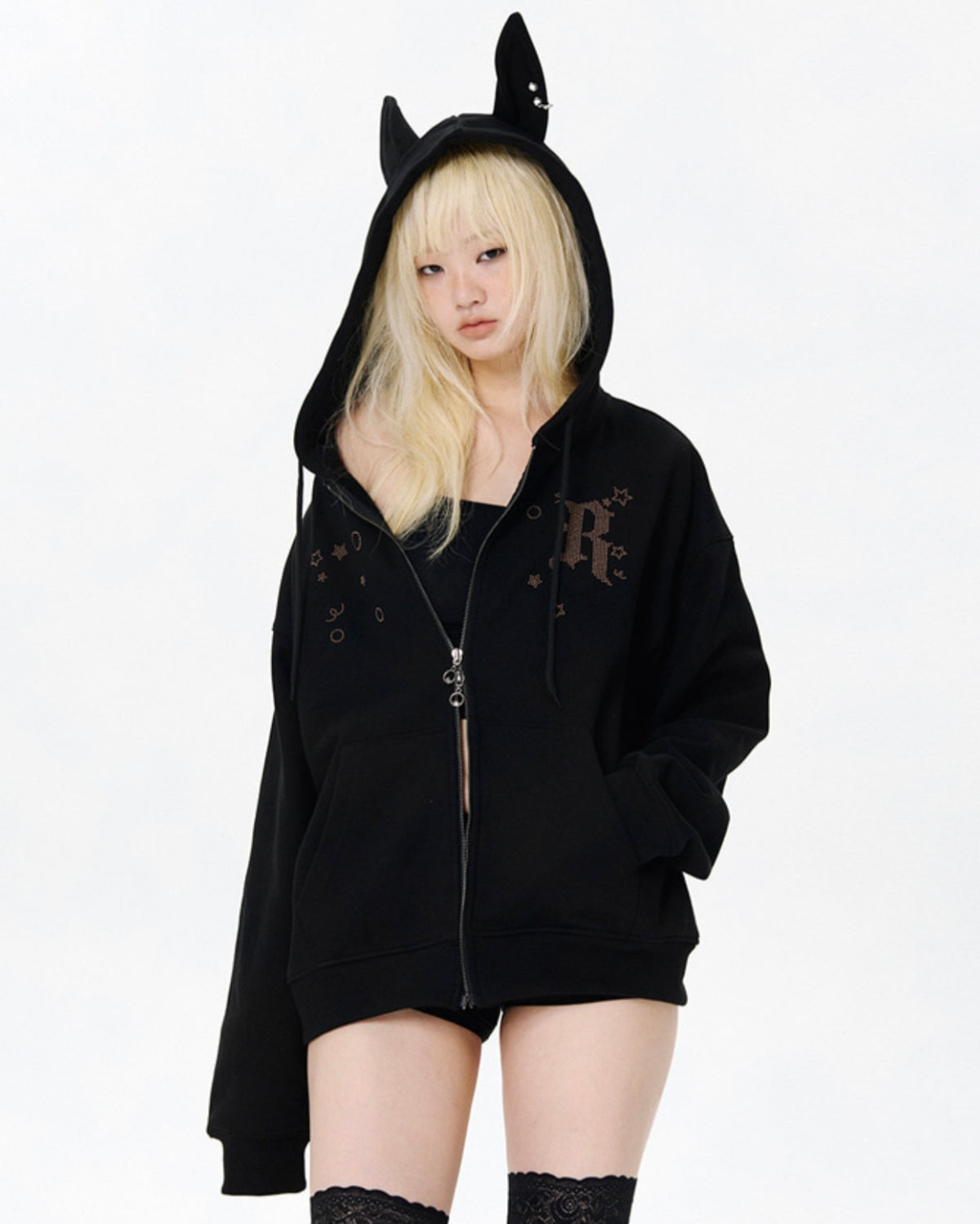 【runningHIGH】EAR ZIP UP HOODIE