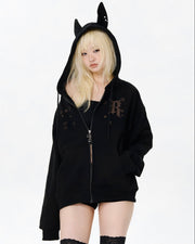 【runningHIGH】EAR ZIP UP HOODIE