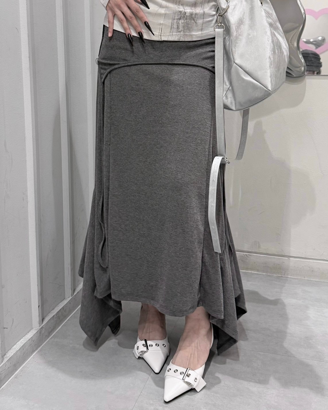 受注制【nmtc+】Curve Layered Long Skirt (2color)