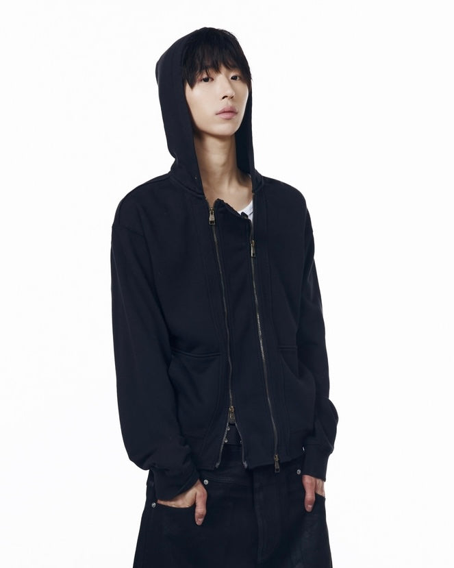 【AAKAM】Double Zippered Zip-Up Hoodie