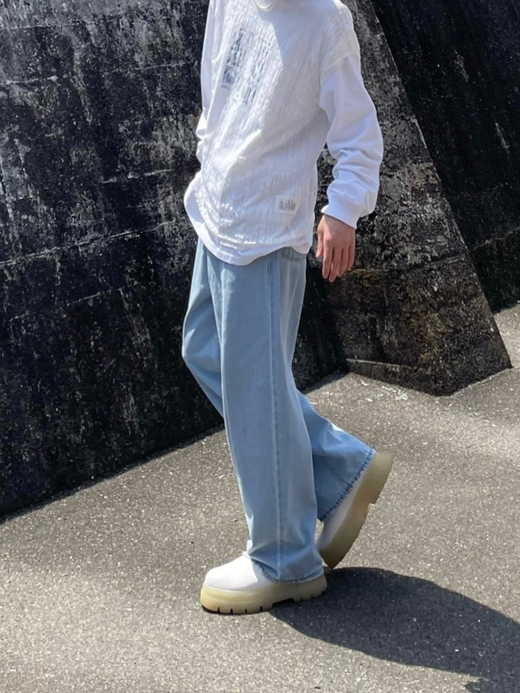 【Chikashitsu +】center breach denim pants (2color)