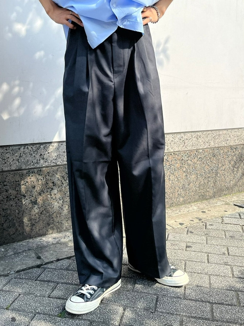 受注制【Chikashitsu +】wide tuck slacks (3color)