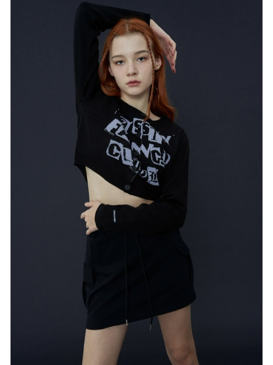 【FANCY CLUB】FANCY STAMP CROP CARDIGAN