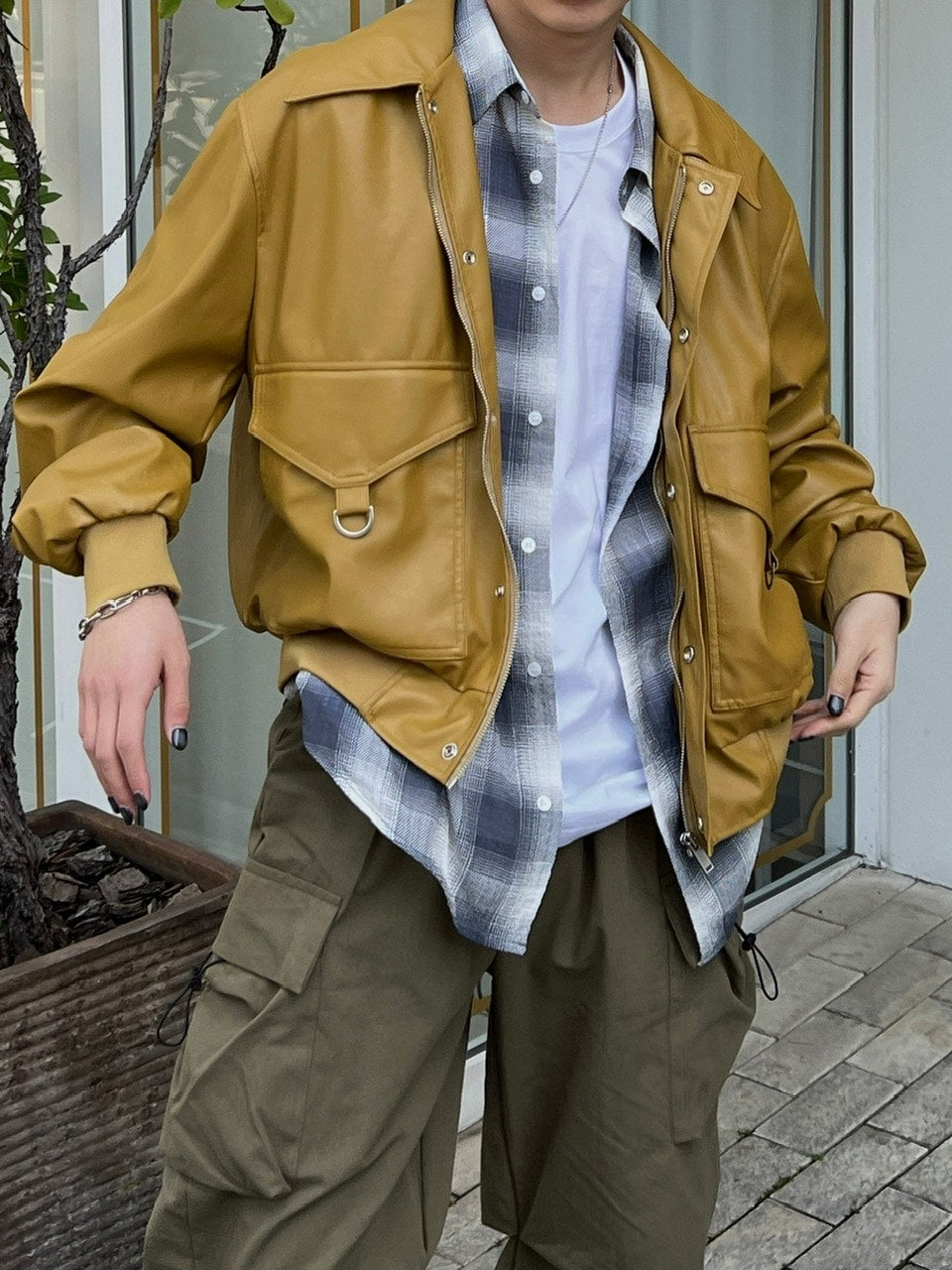 大阪店WEB限定受注制【Chikashitsu +】over fit shadow check shirt (3color)