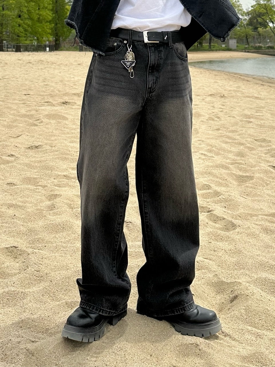 大阪店WEB限定受注制【Chikashitsu +】vintage color wash wide denim pants (3color)