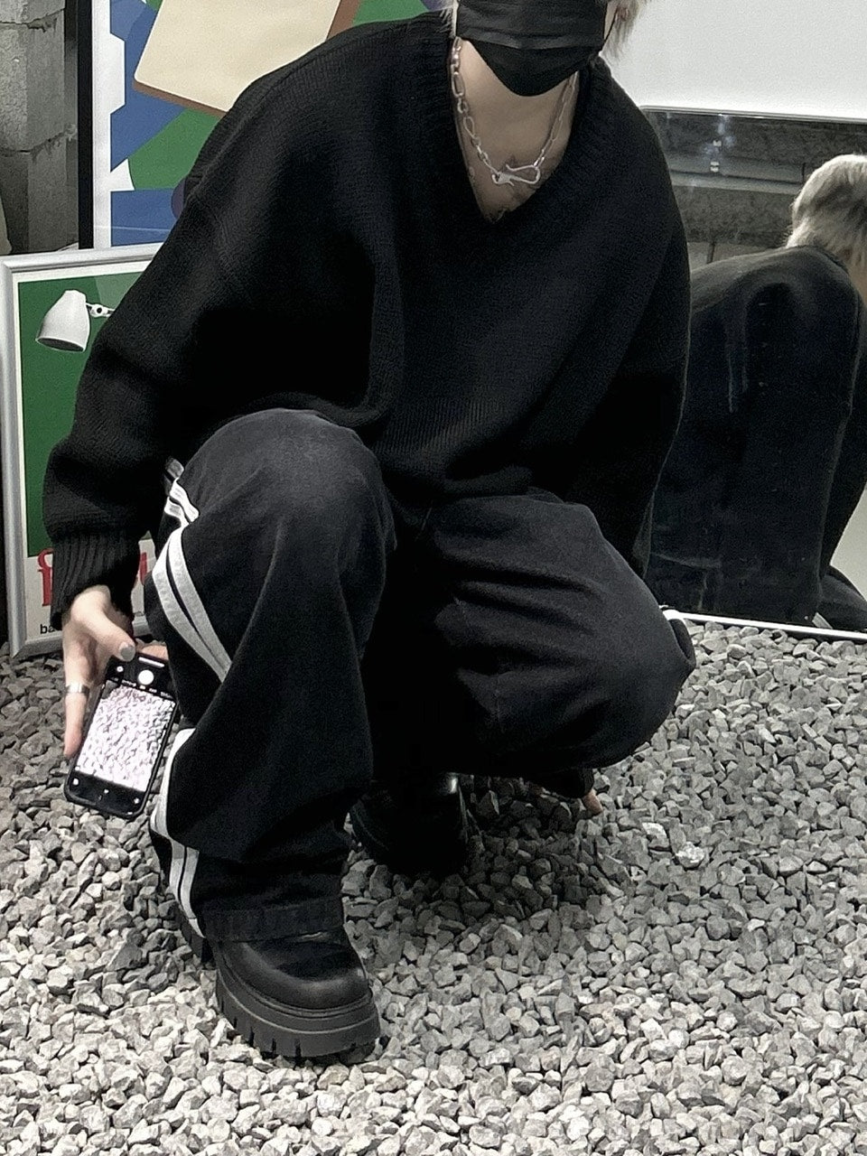 大阪店WEB限定【Chikashitsu +】basic v neck knit (4color)