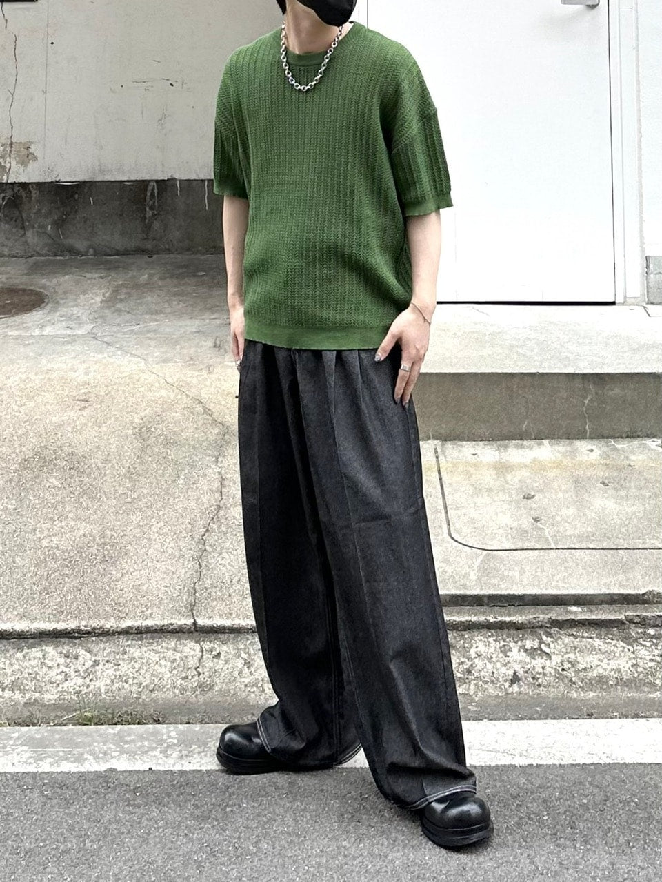 受注制【Chikashitsu +】2tuck denim slacks (2color)