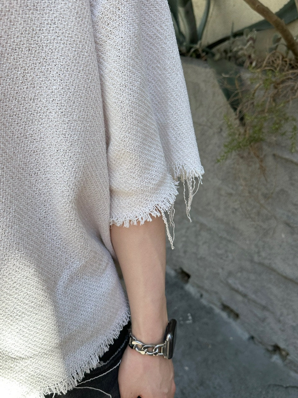 大阪店WEB限定受注制【Chikashitsu +】tweed cropped shirt (2color)