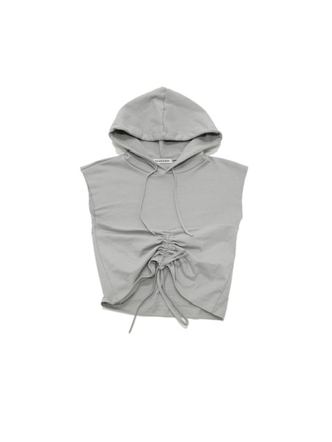 受注制【Never mind the XU】shirring cropped hoodie (2color)
