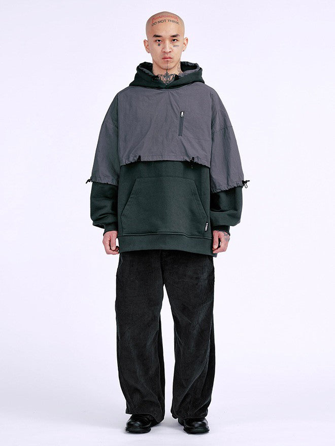 【AJOBYAJO】Layered Nylon Hoodie / 【アジョバイアジョ】レイヤードナイロンフード長袖パーカー