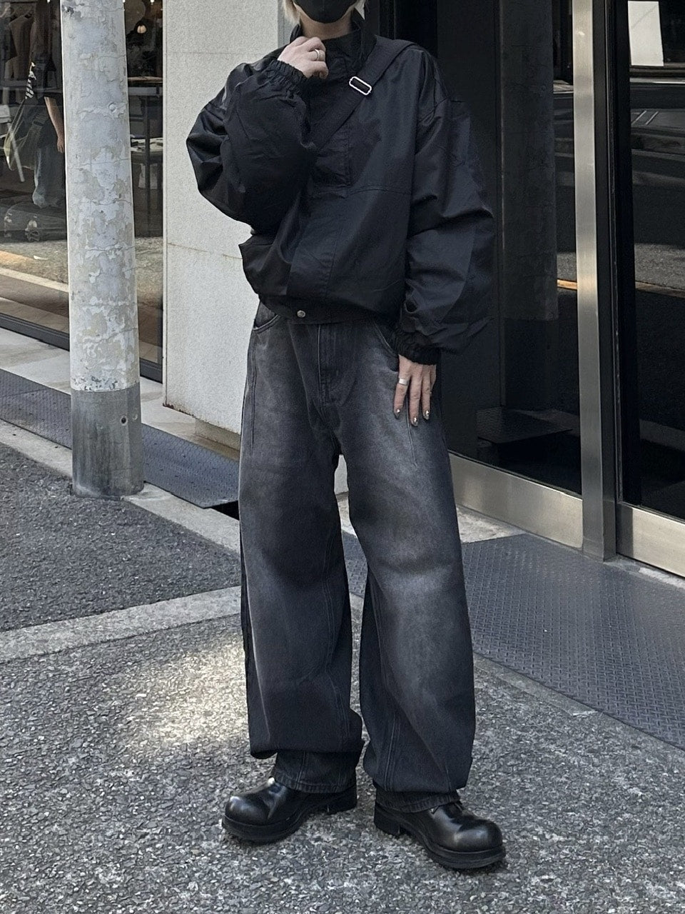 大阪店WEB限定受注制【Chikashitsu +】high neck bomber jacket (2color)