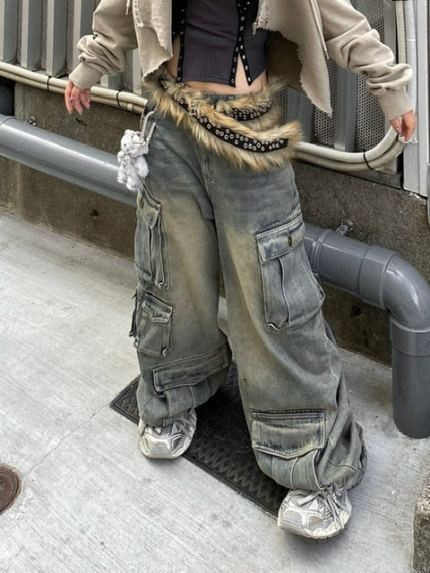 受注制【Never mind the XU】pocket cargo denim pants (2color) / 【ネバーマインドザエックスユー】ポケットカーゴワイドデニムパンツ