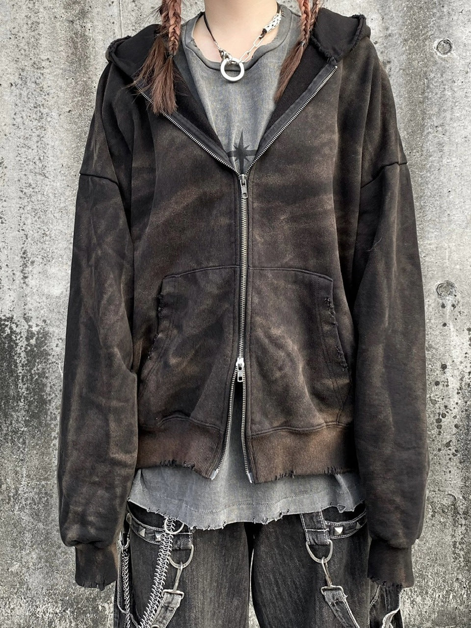Never mind the XU】dirty washing zip up hoodie (2color) – PRESSING