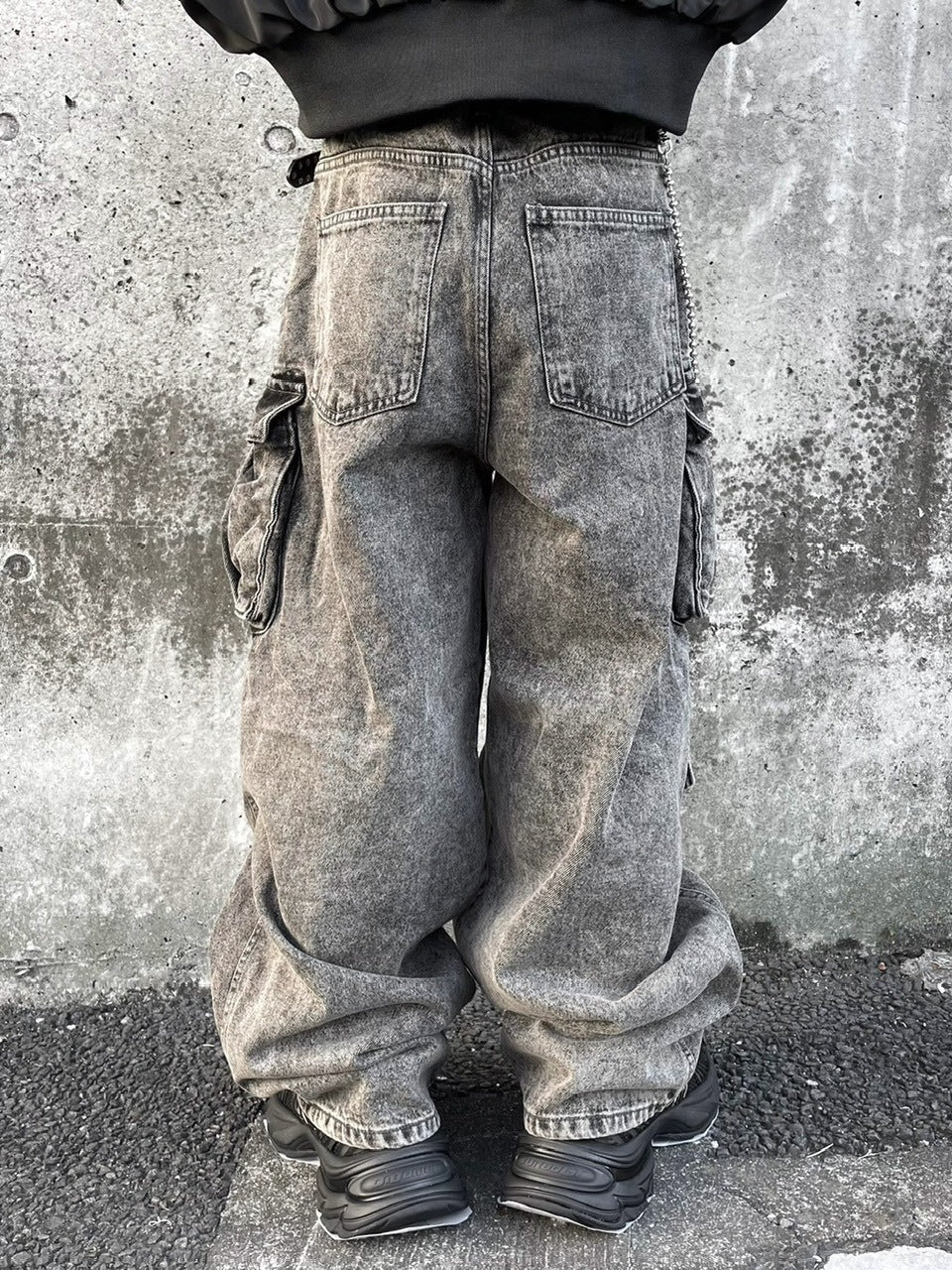 【Never mind the XU】pocket cargo denim pants 2 (2color) / 【ネバーマインドザエックスユー】ポケットカーゴワイドデニムパンツ