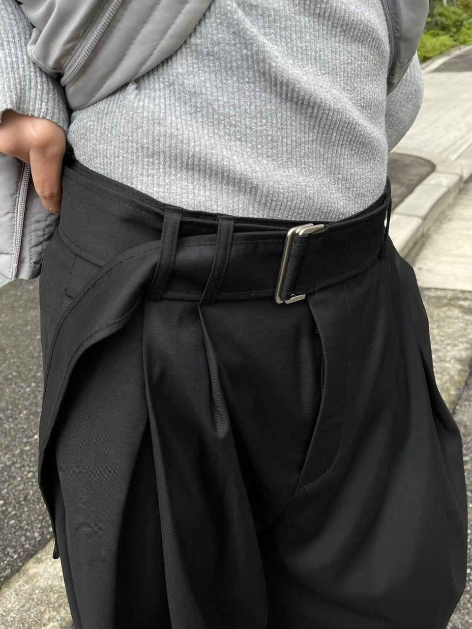 受注制【Chikashitsu +】belt wide slacks (3color)
