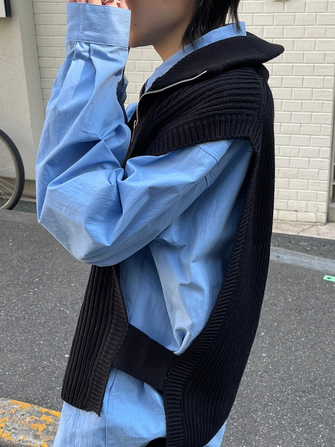 【Chikashitsu +】half zip design vest (3color)