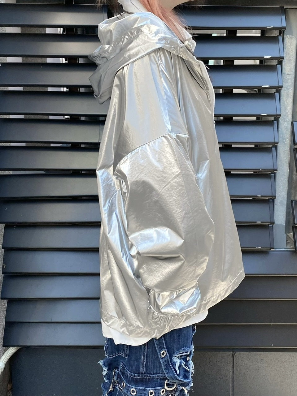 受注制【Never mind the XU】metallic hood jacket (2color)