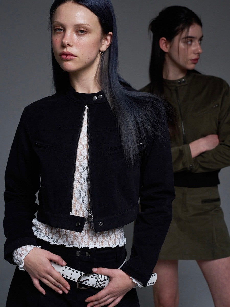 【FANCY CLUB】BIKER PINTUCK MINI SKIRT