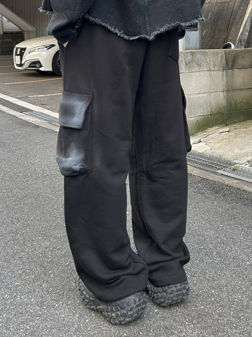 大阪店WEB限定【Chikashitsu +】washed sweat cargo pants (2color)