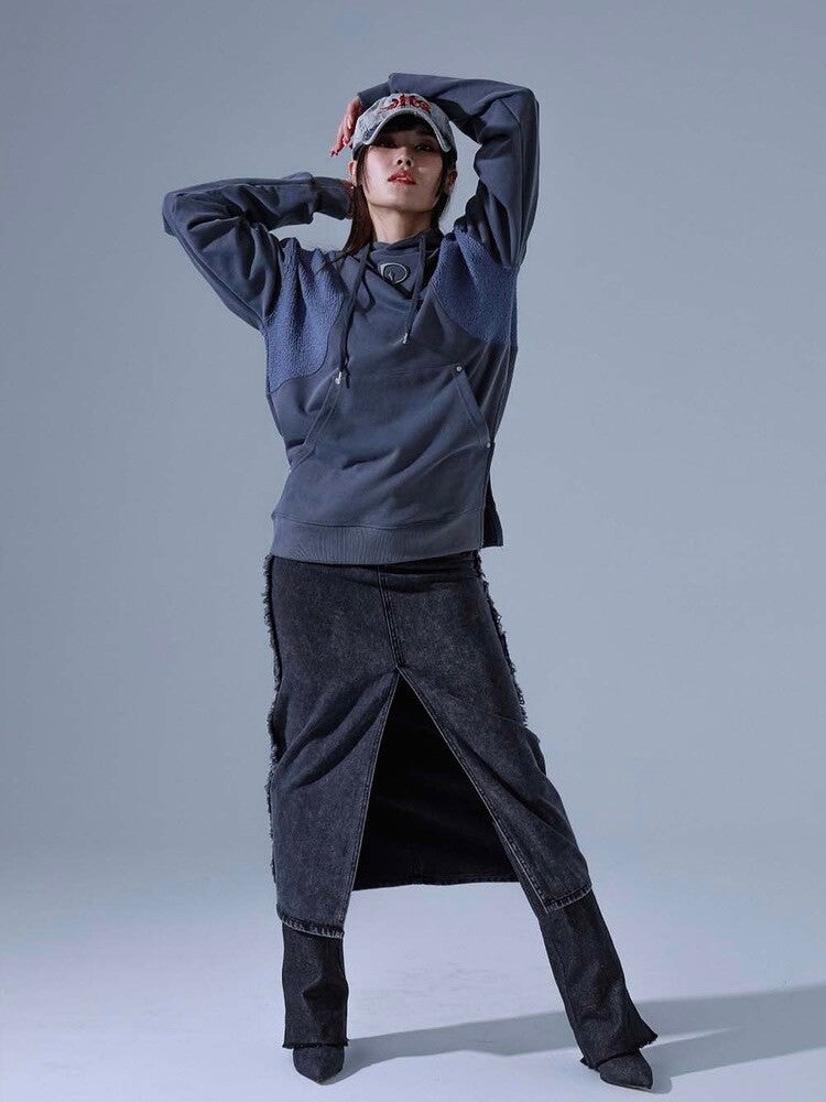 【DILETTANTISME】KNIT BLOCK HOOD T