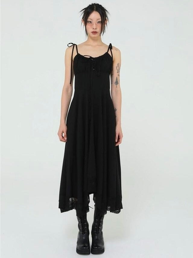 【Uglyshadow】LACE RIBBON SLEEVELESS DRESS