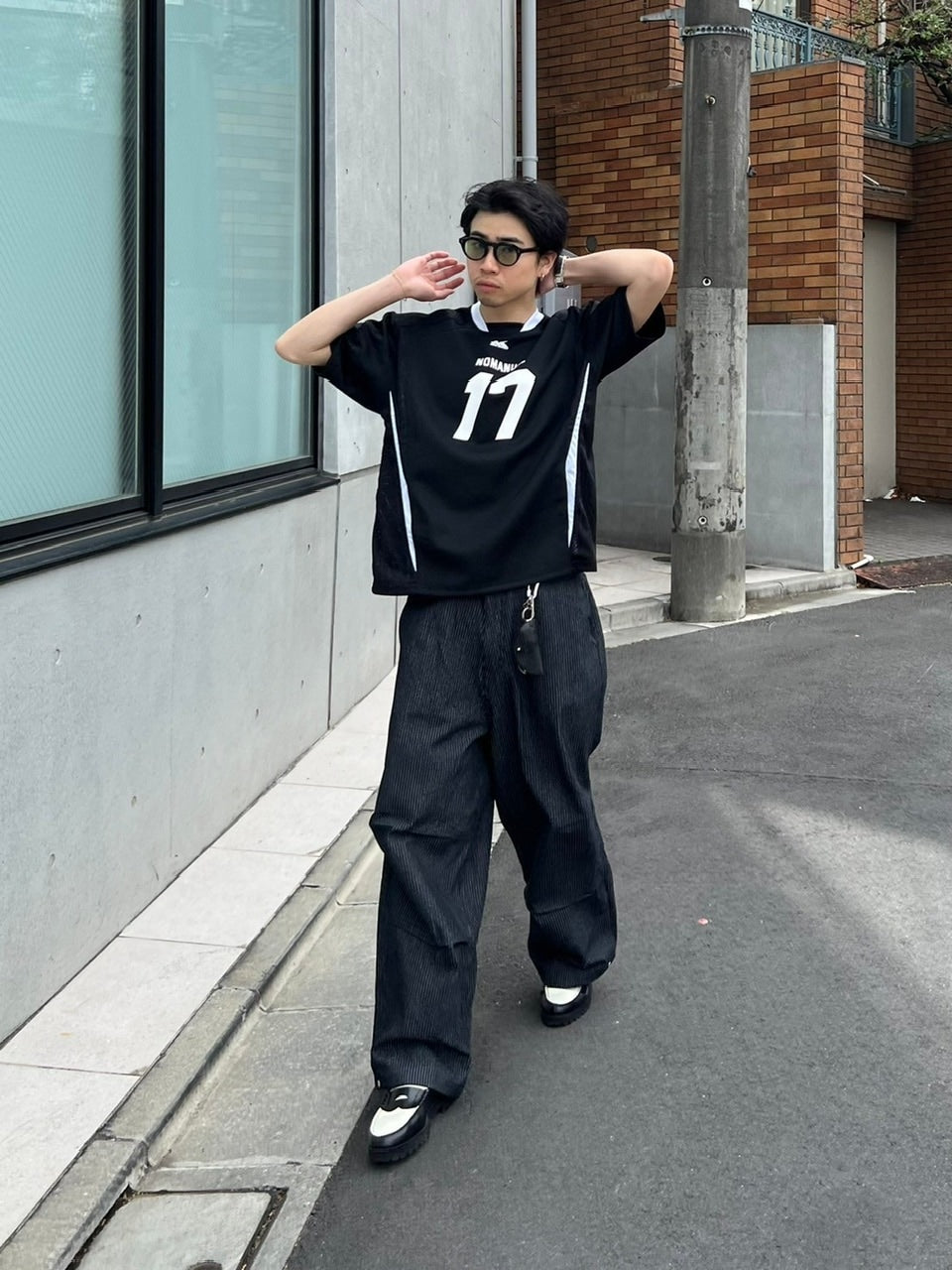 受注制【Chikashitsu +】snap button hickory stripe pants / 【チカシツプラス】スナップボタンヒッコリーストライプデニムパンツ