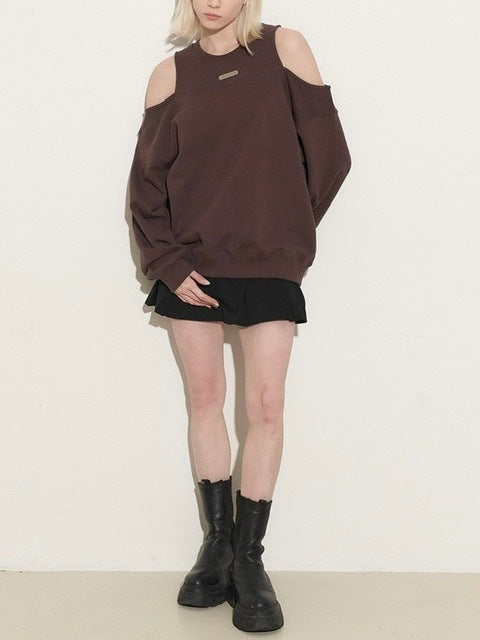 【ROCK CAKE】Open Shoulder Sweatshirt