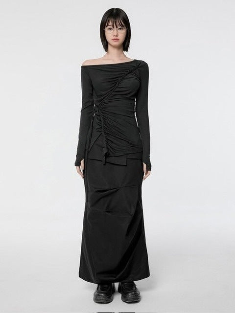 【FLAREUP】Handmade Twisted One-Shoulder Long Sleeve / 【フレアアップ】ハンドメイドツイストワンショルダー長袖Ｔシャツ