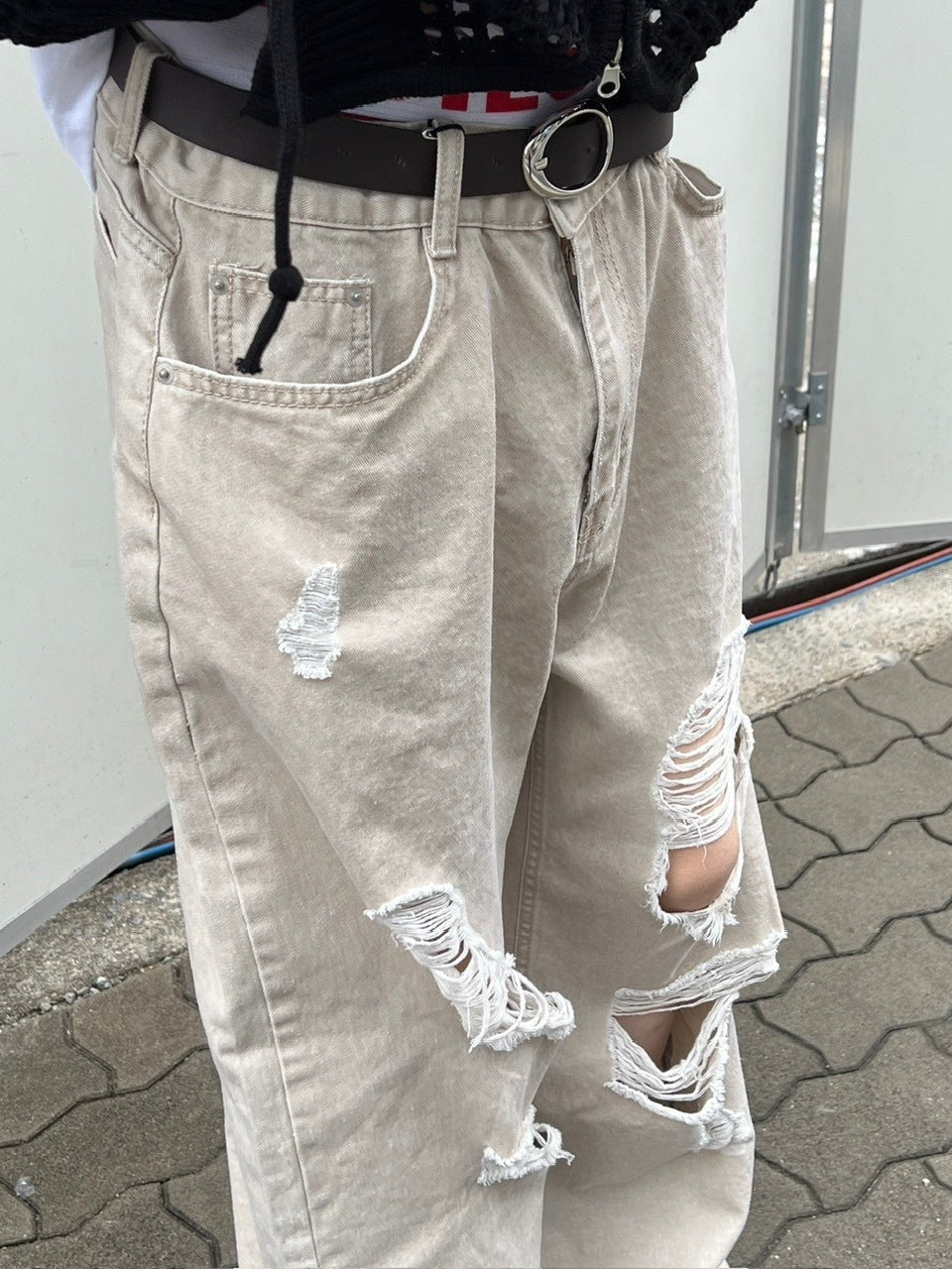 受注制【Chikashitsu +】damage cotton volume pants