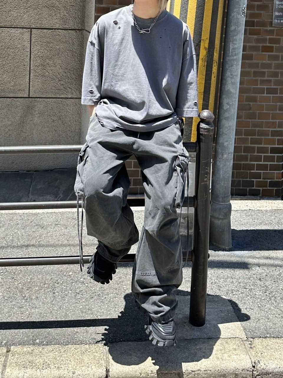 【Chikashitsu +】pigment damage overfit t-shirt (2color)