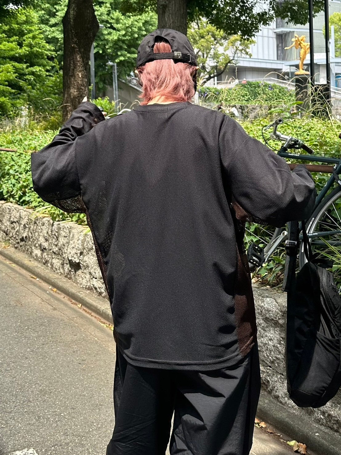 受注制【Chikashitsu +】side pattern mesh long sleeve