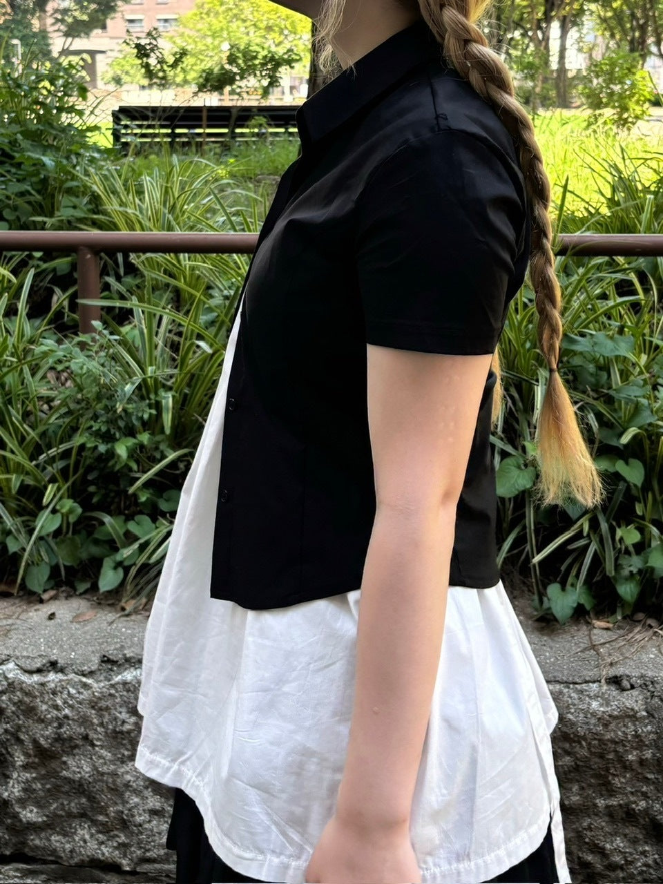 受注制【OaKS】cropped half sleeve shirt (3color)