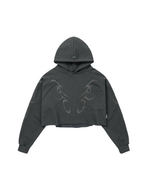 【AJOBYAJO】Tribal AJO Applique Cropped Hoodie