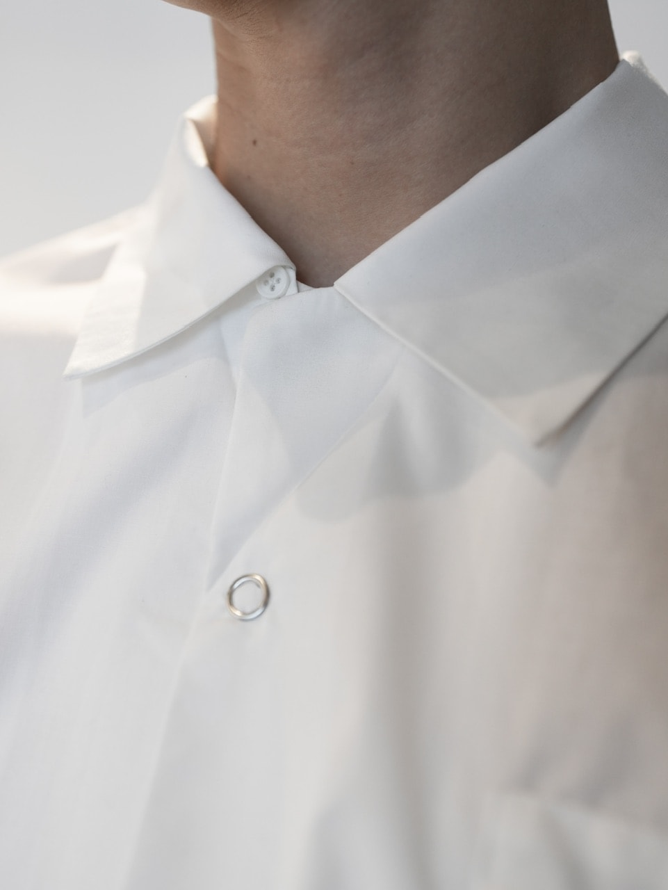 【CS】2way zip square cut shirt (white) / 【シーエス】2ウェイジップスクエアカット長袖シャツ