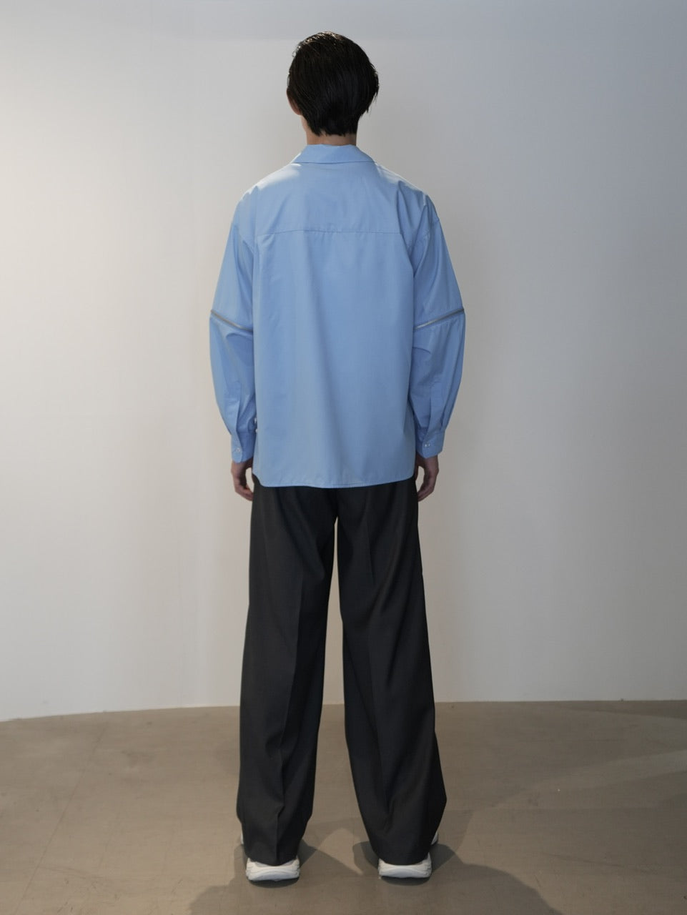 【CS】2way zip square cut shirt (blue) / 【シーエス】2ウェイジップスクエアカット長袖シャツ