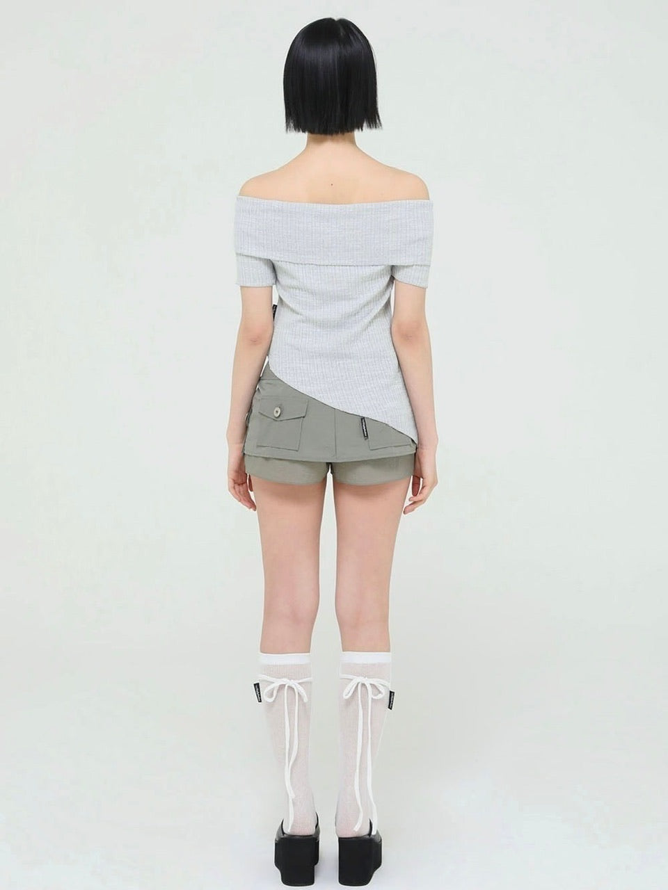 【Uglyshadow】UNBALANCED KNIT OFF SHOULDER