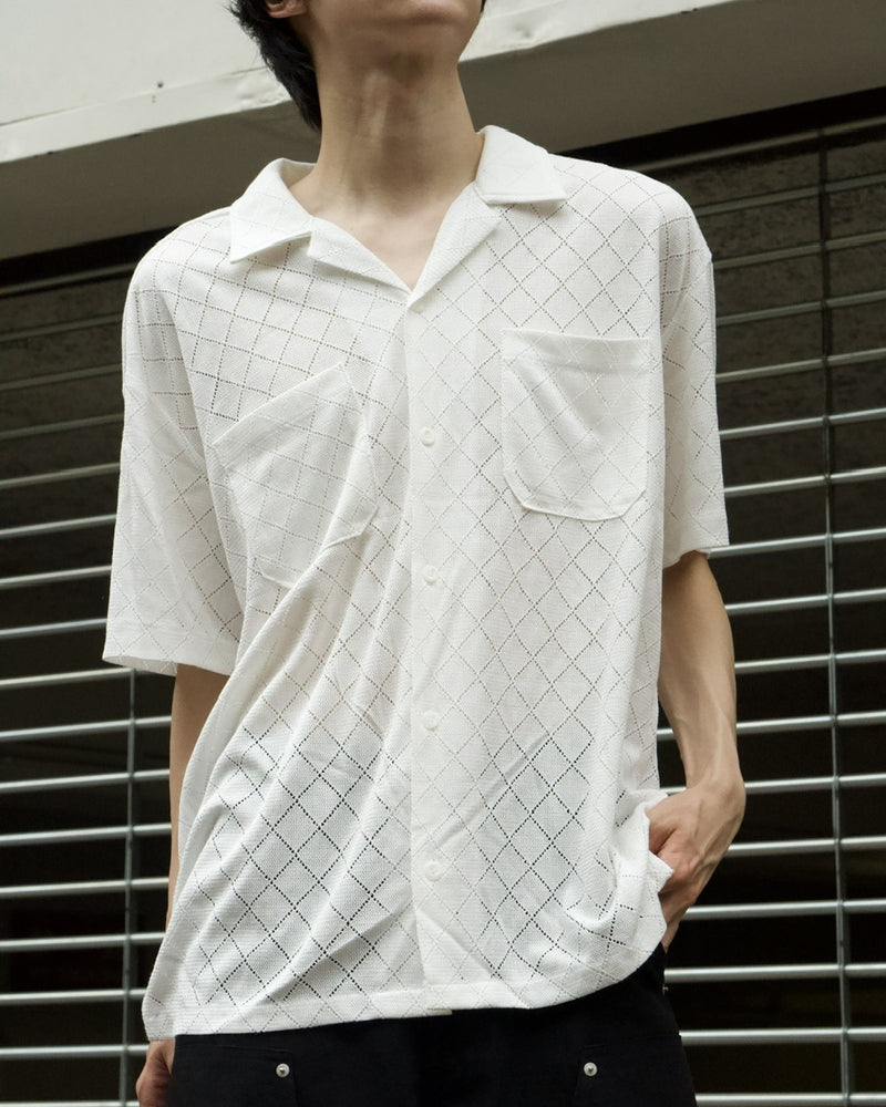 東京店WEB限定受注制【Chikashitsu +】argyle knit open color shirt (3color)