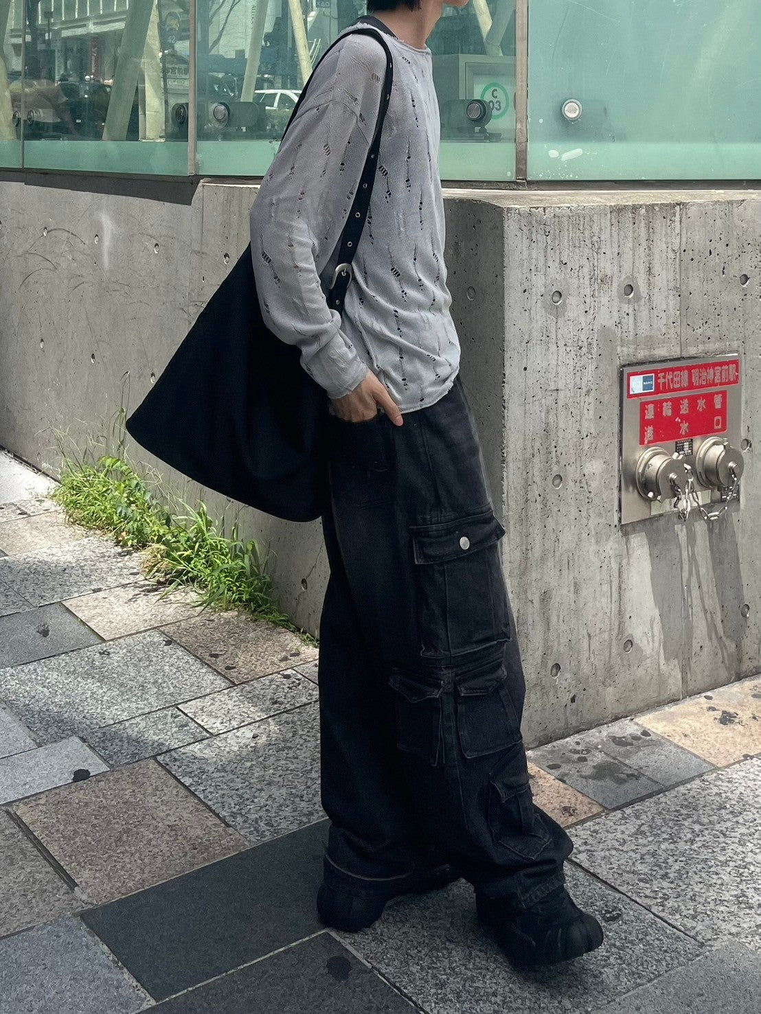 受注制【Chikashitsu +】shoulder button damage summer knit (3color)