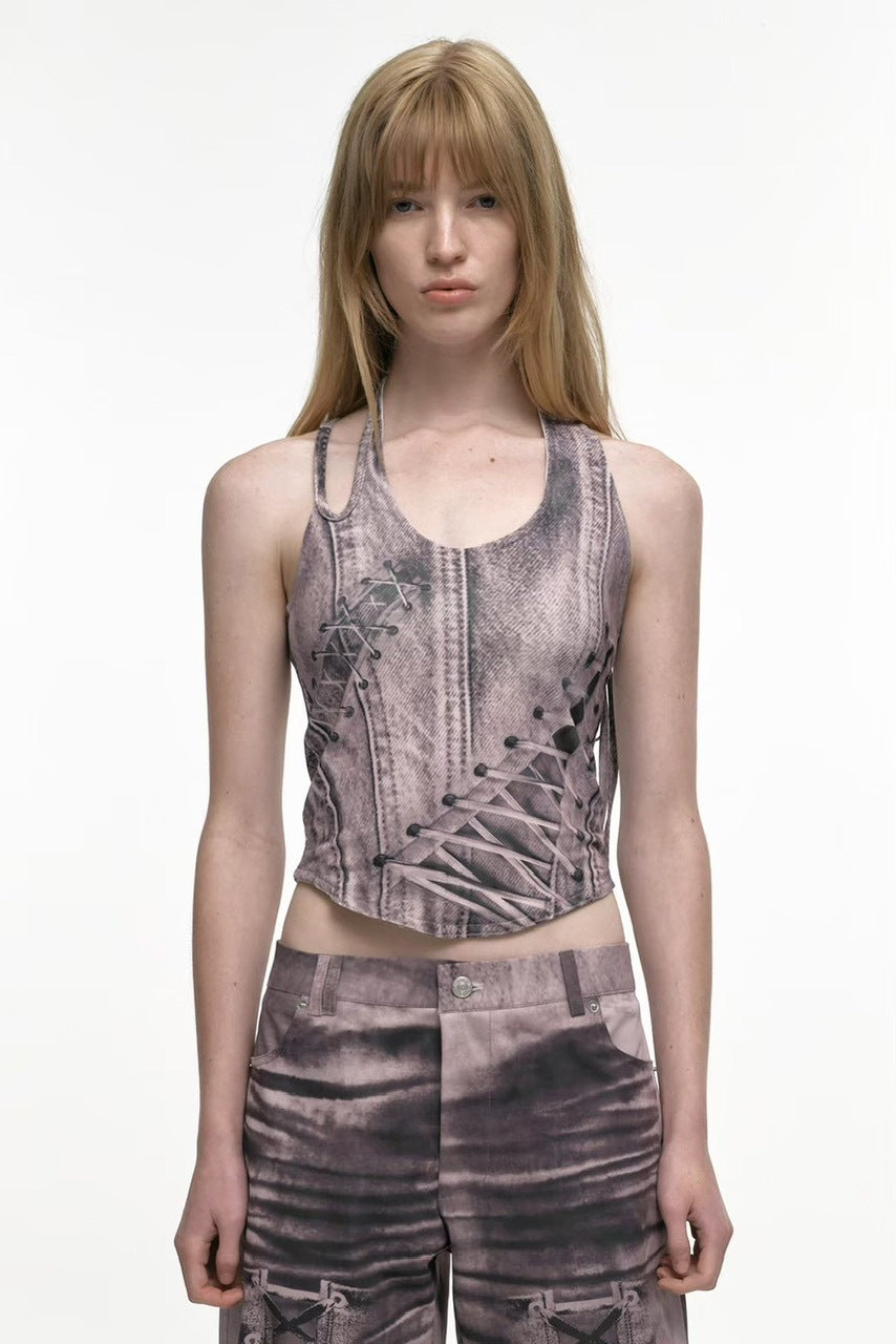 【NACHE】RACE UP PRINTED PANTS