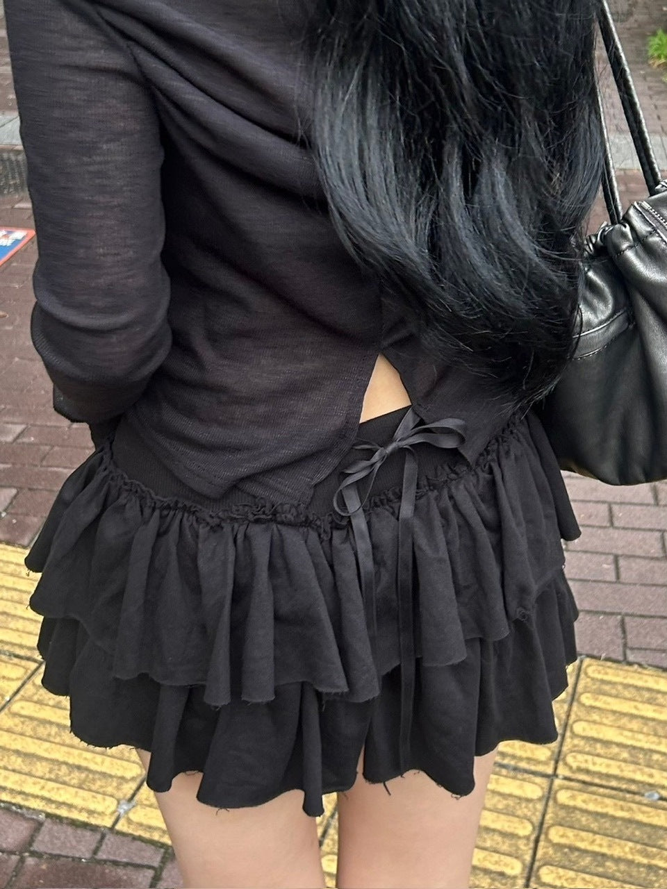 受注制【oaks】see-through back ribbon long sleeve (3color)