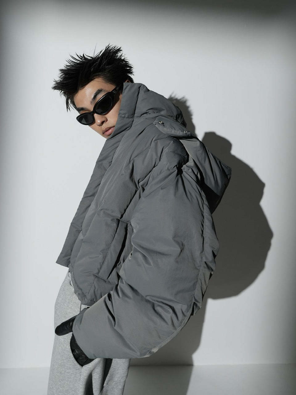 【CS】2way cropped puffer jacket (charcoal)