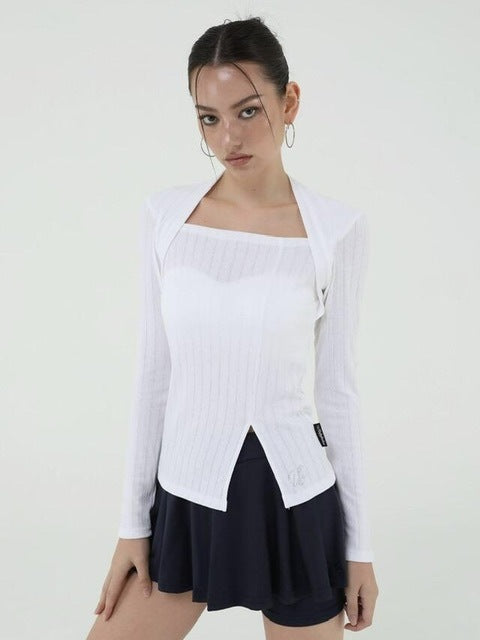 【Uglyshadow】US BOLERO SLIT TOP / 【アグリーシャドウ】スリッド長袖ボレロ